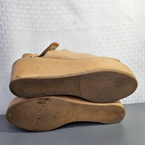 Stuart Weitzman Womens Tan Leather Wedge Sandals 10.5M - Picture 10 of 10